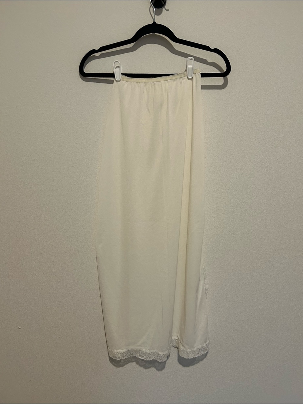 vassarette Cream Maxi Slip Skirt with Lace Hem